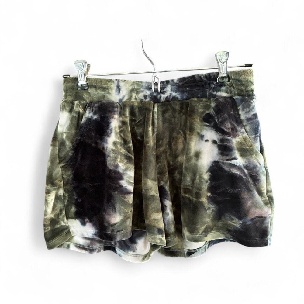 Vintage Green and black velvet tie dye shorts